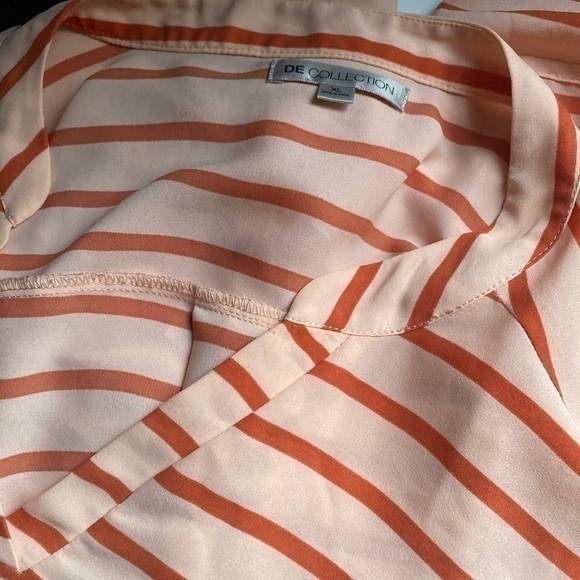 DE Collection Orange Striped VNeck 3/4 Sleeve Blouse - Picture 11 of 12